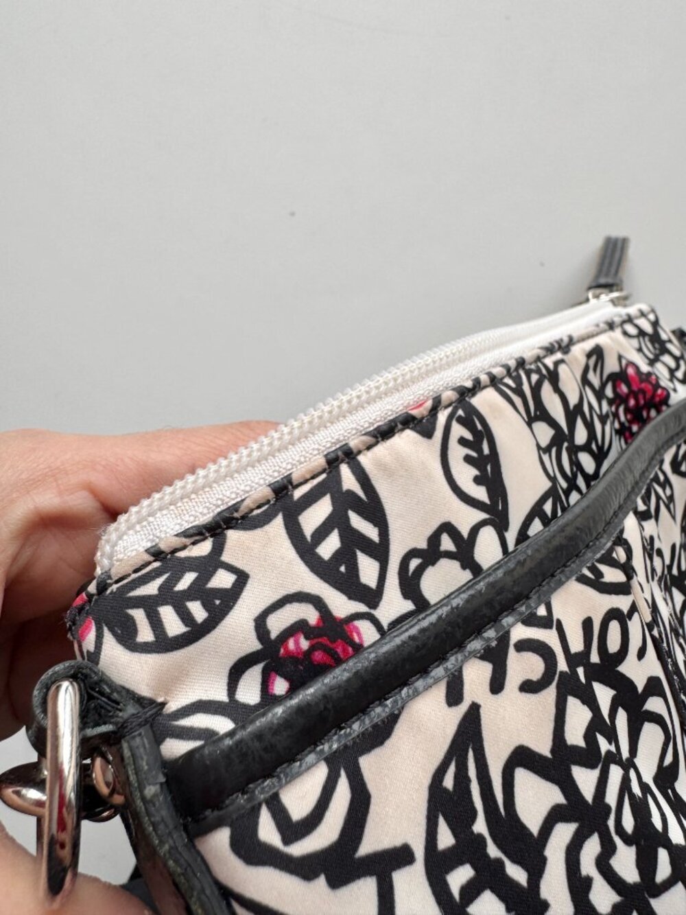 COACH White Black Floral Graffiti Nylon Leather Trim Crossbody Purse - Picture 4 of 16